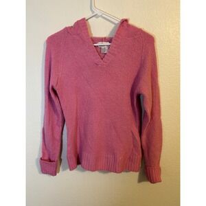 Chocolate Kisses Girls Pink Metallic Sparkle Knit Hooded Sweater Pullover XL